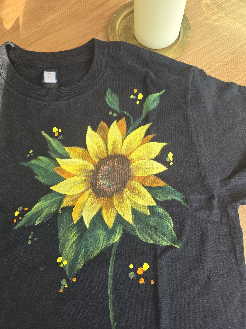Black Kids Sunflower Graphic Tee - Hand-Painted